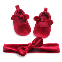 Baby Girls Velvet Red Shoes