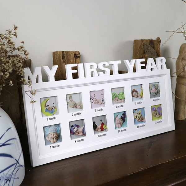 Creative DIY 0-12 Month Baby "MY FIRST YEAR" Pictures Souvenirs Commemorate Kids Growing Memory Gift Display Plastic Photo Frame