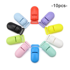 LOFCA 10pcs Baby Pacifier Clips Solid Plastic Pacifier Clips Soother Holder Infant Pacifier Nipples Holder Multi Color Clamp Toy