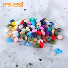 keep&grow 50pcs Lentil Silicone Beads 12mm Food Grade Rodent DIY Baby Pendant Necklace Baby Teether children's products