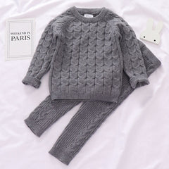 Infant knitting Pullover Sweater+Pants/Tracksuits