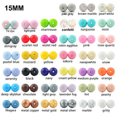 LOFCA 15mm 20pcs/lot Silicone Loose Beads Safe Teether Round Baby Teething Beads DIY Chewable Colorful Teething For Infant