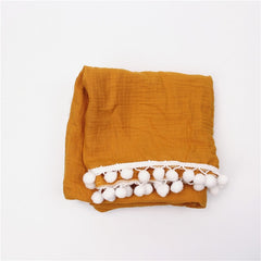 Organic Cotton Muslin Blanket Double Gauze Bath Towel Baby Tassel Blankets Newborn Big Diaper Swaddle Wrap Feeding Photo Props