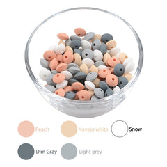 LOFCA 50pcs 12mm Silicone Lentil Beads Baby Teething Beads BPA-Free Food Grade Making Baby Oral Care Pacifier Chain  Accessorise