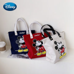 Disney Mickey pattern fashion trend handbag casual small bag Mouse portable canvas bag handcuffs lunch box bag mommy bag
