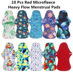 [simfamily] 10pcs Organic Bamboo Charcoal Washable Hygiene Menstrual Pads Heavy Flow Sanitary Pads Lady Cloth Pad Reusable Pads