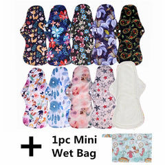 [simfamily] 10pcs Organic Bamboo Charcoal Washable Hygiene Menstrual Pads Heavy Flow Sanitary Pads Lady Cloth Pad Reusable Pads