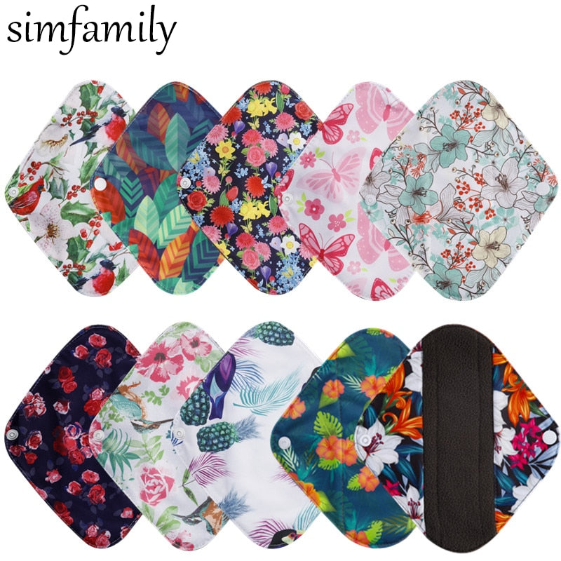 simfamily] 10Pcs Reusable Pads Bamboo Charcoal Pads Sanitary Pads Was – Mom  Baby Blissful