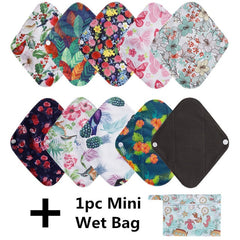 [simfamily] 10Pcs Reusable Pads Bamboo Charcoal Pads Sanitary Pads Washable Panty Liner Mama Maternity Menstrual Cotton Dads