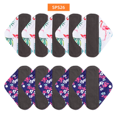 [simfamily] 10Pcs Reusable Pads Bamboo Charcoal Pads Sanitary Pads Washable Panty Liner Mama Maternity Menstrual Cotton Dads