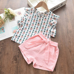 Bear Leader Girls Clothing Sets New Summer Sleeveless T-shirt+Print Bow Skirt 2Pcs for Kids Clothing Sets Baby Clothes Outfits