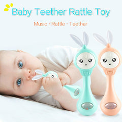 Baby Music Flashing Teether Rattle Toys Rabbit Hand Bells Mobile Infant Pacifier Weep Tear Newborn Early Educational Toys 0-12M